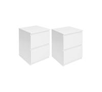 IDMarket - Lot de 2 Tables de Chevet TOMI 2 tiroirs Bois Blanc