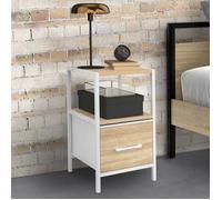 IDMarket - Lot de 2 Tables de Chevet Utah 1 tiroir et 1 Niche Bois et Blanc