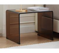 Lot de 2 tables de chevet - Verre trempé courbé - Brun - SUZANA