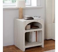 IDMarket – Tables de chevet ALESIA organiques beige effet marbre 2 compartiments – Lot de 2