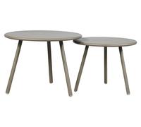 Lot de 2 tables de jardin rondes en acier Marron MARINA