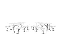 Lot de 2 tables de réception pliantes acier 2 bancs Fiesta 180cm blanc