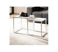Lot de 2 tables gigognes 35 et 40 cm en acier blanc