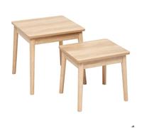 Ensemble de 2 tables à café gigognes effet bois naturel ABANA - Beige