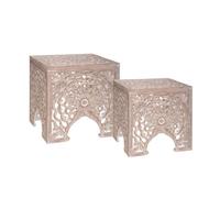 Atmosphera - Tables gigognes Terre - Bois sculpté