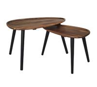 Lot de 2 tables gigognes en acacia VISBY - Marron et noir