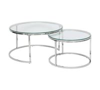 Atmosphera – Lot de 2 tables basses gigognes Kneo Argent 80x80x43,2 cm