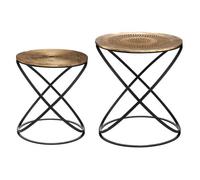 Lot de 2 tables gigognes ""Etnik"" cuivre D34/40cm - Atmosphera Créateur d'intérieur