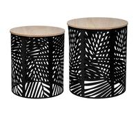 Lot de 2 tables gigognes ""Feuilles"" noir D35cm/39cm - Atmosphera Créateur d'intérieur