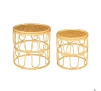 Lot de 2 tables gigognes ""Henriette"" beige D35/40cm - Atmosphera createur d'interieur