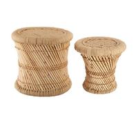 Atmosphera – Set de 2 tables gigognes Ilyan – Bambou et chanvre tressé, Ø 37 cm – Style bohème