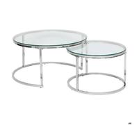 Lot de 2 tables gigognes ""Kneo"" argent 80x80x43,2cm - Atmosphera Créateur d'intérieur