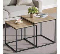 Lot de 2 tables gigognes - Tables basses de salon - Set de 2 tables carrées - 50x50 cm et 45x45 cm - Finition aspect bois
