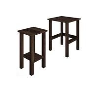 Lot de 2 tables gigognes Toilinux Lino effet bois MDF Carré Marron