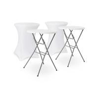 Lot de 2 tables hautes de réception - GALA - Mange debout. pliables. Ø80cm x 110cm + 2 housses en polyester. blanches