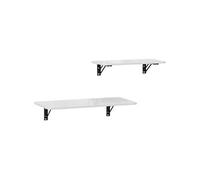 HOMCOM Lot de 2 Tables Pliantes murales, Table Murale Rabattable en Bois 80/60L cm, Bureau Flottant, Table de Cuisine, Salle à Manger, Bureau, Chambre, Blanc Brillant