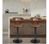 Lot de 2 Tabouret de bar PIPIPOXER,Chaise de Bar Réglable en hauteur et rotatif à 360°,45x45x83-103 cm,Marron