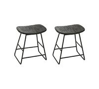 Lot de 2 tabourets 40x30x45 cm en teck et métal noir - DOXY