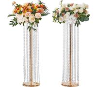 lot de 2 tabourets à fleurs 20x20x90cm Porte-fleurs Fer Table d'appoint Moderne Vase en cristal Or-Galvanisation Tabouret à plantes Porte-plantes en métal pour la décoration des bars Hôtels Cafés