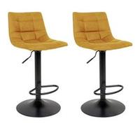 Lot de 2 Tabourets Acier et Tissu Jaune Moutarde - MAGNUS -