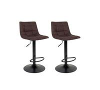 Lot de 2 Tabourets Acier et Tissu Marron Foncé - MAGNUS -