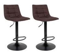 Lot de 2 Tabourets Acier et Tissu Marron Foncé - MAGNUS - ALTOBUY Marron G