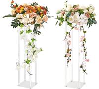 lot de 2 tabourets d'angle 20x20x80cm - Présentoir à fleurs moderne en acrylique - Table d'appoint pour fleurs - Tabouret pour plantes en acrylique laminé - Décoration pour bars, hôtels et cafés
