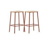 Lot de 2 tabourets de bar BAHIA - Bois naturel - Pieds métal brique - H65cm