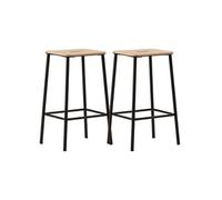 Lot de 2 tabourets de bar BAHIA - H65cm - Bois naturel et métal noir