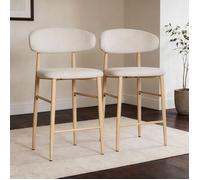 Lot de 2 tabourets de bar beige et métal effet bois clair simon