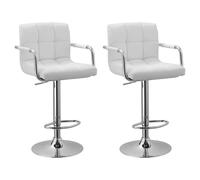 Lot de 2 tabourets de bar blanc avec accoudoirs MIKE Blanc G