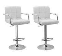 Happy Garden Lot de 2 tabourets de bar Mike blanc – accoudoirs, assise réglable, rotation 360°