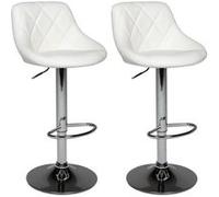 Happy Garden Tabourets de bar Jasper Lot de 2 Blanc – Assise réglable, Rotation 360°, Dossier