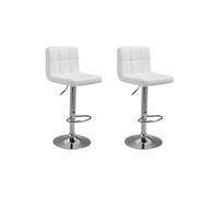 Happy Garden Lot de 2 tabourets de Bar Blanc Mike. Chaise de Cuisine au Design Moderne avec Assise réglable en Hauteur, Rotation à 360° et Repose-Pieds. Tabourets avec Dossier Blanc.