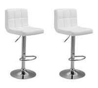 Happy Garden Tabourets de bar MIKE – Blanc, assise réglable, rotation 360° – Lot de 2