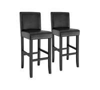Tabouret de bar - TECTAKE - Lot de 2 tabourets avec pieds en bois massif et repose-pieds hauteur d'assise 76 cm - Noir