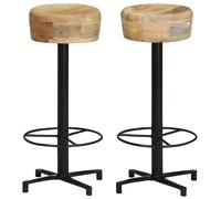 Lot de 2 Tabourets de Bar Chaises Pub Bistrot Bois de Manguier Massif vidaXL