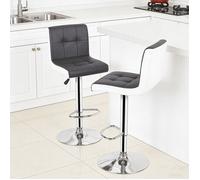Lot de 2 Tabourets de bar Chleby,Tabouret de Cuisine Noir et Blanc 42x42x95-121,Reglables en hauteur,Rotation de 360°,Repose-Pieds