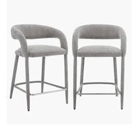 Lot de 2 tabourets de bar contemporain tissu taupe - Alessia