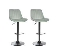 Lot de 2 Tabourets de Bar Cuisine Pivotante à Hauteur Ajustable en Velours Vert