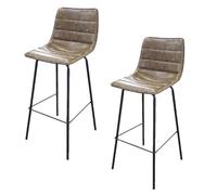 Lot de 2 Tabourets de bar design industriel Brooklyn - Kaki