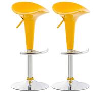Lot de 2 Tabourets de Bar Design Saddle - Chaise Haute avec Assise en Plastique Solide - Tabouret de Bar Hauteur Réglable et Pivotant Repose-Pied, Couleur:Jaune