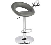 Lot de 2 tabourets de bar en acier chrome coloris gris Eclipse, Dim : Hauteur reglable de 78 à 105 cm --