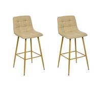 Lot de 2 tabourets de bar en lin coloris Beige