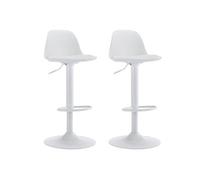 Vente-unique - Lot de 2 tabourets de Bar en polypropyléne et métal - Hauteur réglable - Blanc - XAFY