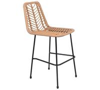 Happy Garden Lot de 2 tabourets de Bar en rotin synthétique OKA avec Repose-Pieds, Tabourets avec Dossier Marron