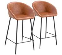 Lot de 2 tabourets de bar en simili cognac ACHILLE Orange