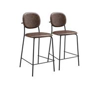 Lot de 2 tabourets de bar en simili marron EDMOND
