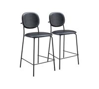 Happy Garden Lot de 2 tabourets de bar EDMOND en simili noir, repose-pieds, pieds en fer