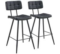 Lot de 2 tabourets de bar en simili noir FERNAND